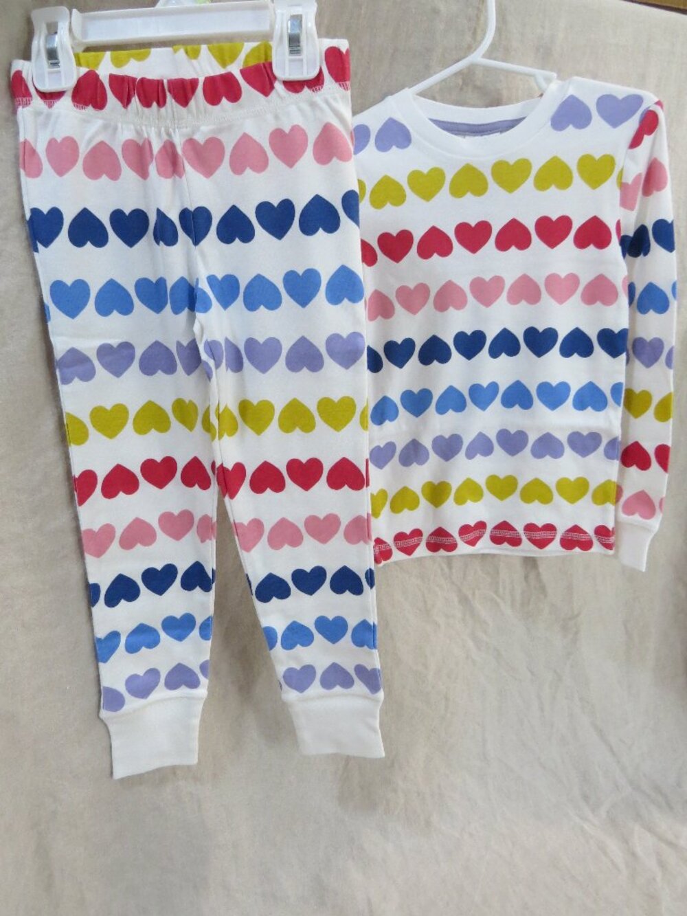 New Mini Boden Cotton Pajamas PJs SIZE 4Y Multicolor Hearts
